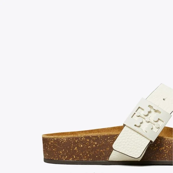 NWT Tory Burch size 9 cream leather thong sandal with silver hardware - Picture 4 of 14